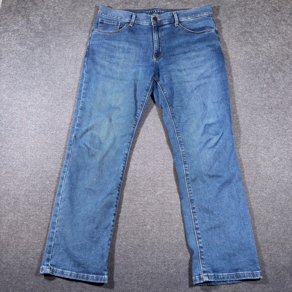 Mott & Bow Jeans Mens 34x30 Blue Straight Leg Denim Stretch Pants Medium Wash
